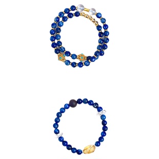 【星空】暖历原创天然蓝晶石沉香手串女款双圈小众古法金补水手链