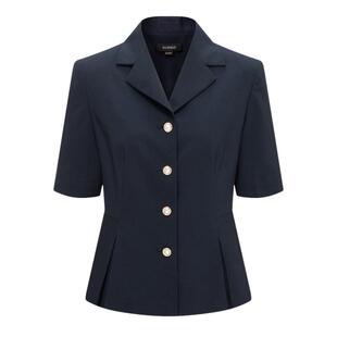 Scofield女装知性v领衬衫珠光纽扣收腰短袖衬衫女夏季