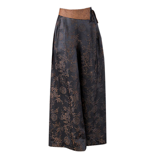 杭州真丝阔腿裤女春夏2025新款香云纱休闲高腰垂感宽松妈妈长裤子