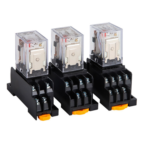 小型中间继电器220v交流24v12v直流HH52P电磁53P54P带灯底座MY2NJ