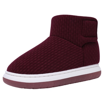 冬季男女款加绒加厚保暖高包跟棉拖鞋居家外穿老年人防滑厚底棉鞋