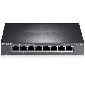 TP-LINK 全千兆8口以太网交换机1000M铁壳2.5G企业家用网络安防监控网线分线器POE供电web云网管TL-SG1008D U