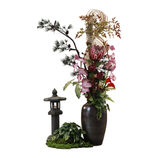 晶华大型落地花艺造景楼梯转角酒店转门接待台仿真花艺造景装饰品