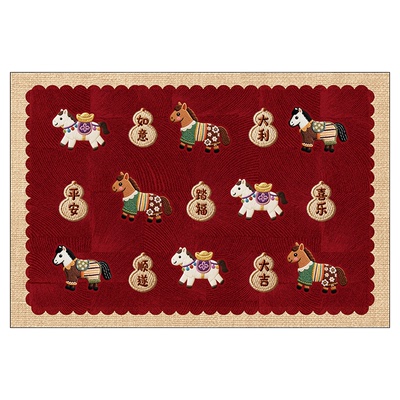 马年红色入户门地垫喜庆防滑脚垫