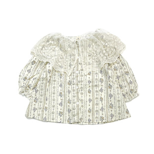 日单 一眼相中 刺绣网纱翻领 女童宝宝春夏秋裙式上衣衬衫娃娃衫