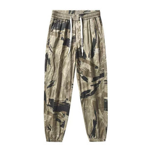 迷彩休闲裤子女款春夏季薄款宽松束脚裤时尚潮流百搭运动冰丝长裤