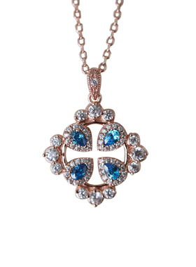 蓝丝绒法式复古设计925金项链