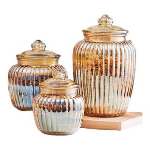 密封罐食品储物玻璃瓶泡菜坛子腌咸菜收纳盒腌制储存空瓶琥珀色