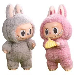 LABUBU心动马卡龙搪胶脸盲盒玩具礼物拉布布手办popmart坐坐派对