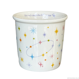 原创多巴胺星星迷你大容量带盖陶瓷咖啡杯外带家用ins可爱水杯子
