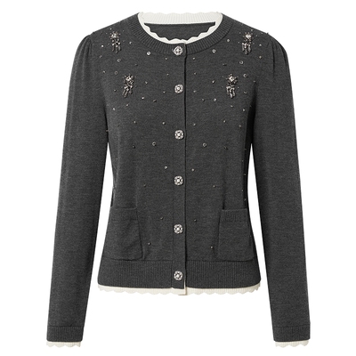 【商场同款】LaKoradior拉珂蒂通勤秋季新款气质减龄钉珠针织衫