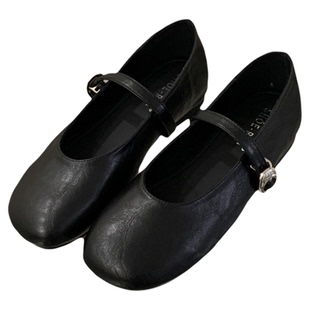 法式一字带玛丽珍鞋女2026新款春季粗跟浅口圆头百搭日常通勤单鞋