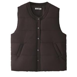 宛宛大码女装秋冬季竖褶棉马甲2025年新款胖mm可叠穿外穿上衣外套