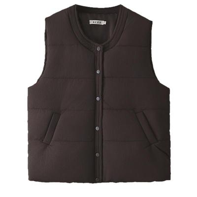 宛宛大码女装秋冬季竖褶棉马甲2025年新款胖mm可叠穿外穿上衣外套