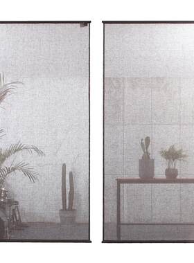 慕布卡纯亚麻软隔断屏风帘可印画