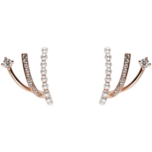 AJIDOU阿吉豆耳钉女珍珠耳环巴洛克风仿珍珠小巧精致水钻耳环耳饰