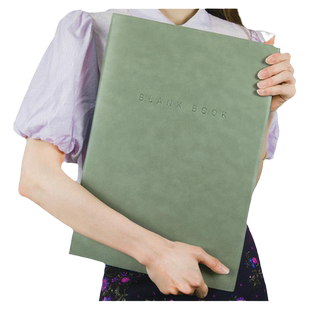 笔记本加厚空白本超大号A3皮面本子可平摊高颜值简约初高中学生考研学习a4记事本子b5手帐本素描绘画本不硌手