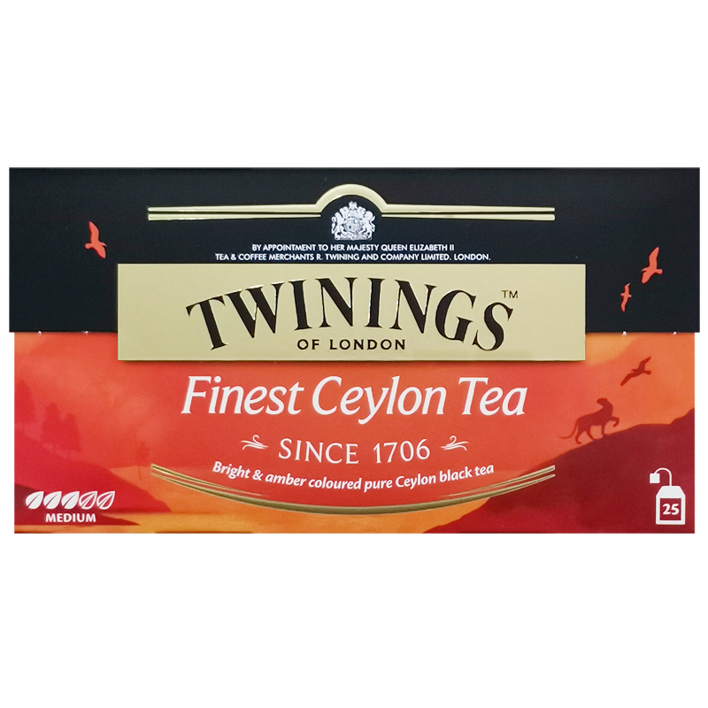 英国TWININGS川宁精品锡兰红茶ceylon tea袋泡茶25片茶包临期可选