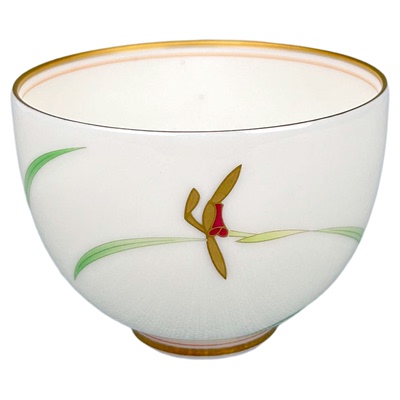 香兰社白底彩色花朵茶杯