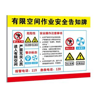 有限空间警示标识牌标识牌未经许可禁止入内警示牌车间安全风险告知牌冷库密闭作业警示标志职业病危害告知卡