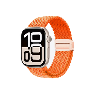 【爱马橙】适用苹果S11手表iWatch10表带AppleWatch9新款SE编织Ultra磁吸3尼龙2高级S男8智能7女款小众腕表带