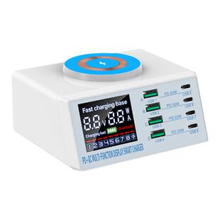 Magsafe多合一磁吸多功能无线充电器多口usb插头适用苹果华为安卓手机iPhone通用PD45W快充智能数显多孔插座