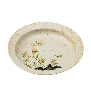 小青柑手绘金竹仿古陶瓷壶承茶道配件家用茶点盘干泡盘底托