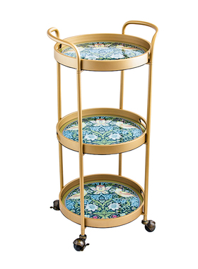 轻奢巴洛克家用三层边柜置物架