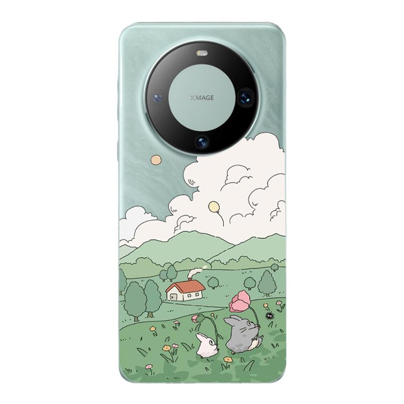 适用华为mate70pro+透明手机壳华为mate60pro卡通创意70pro可爱龙猫华为p40pro硅胶软壳50pro