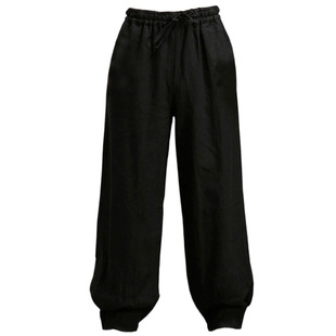 亚麻休闲裤男春秋阔腿裤苎麻裤子中国风加肥加大男裤哈伦裤灯笼裤