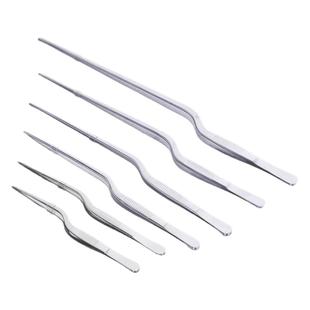 粤顺星医用不锈钢枪式枪状镊子带齿弯柄接种植物工具采耳掏耳夹子