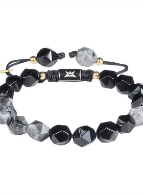 黑玛瑙手链男士水晶手串原创设计