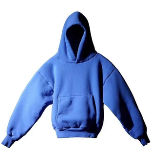 YEEZY侃爷Kanye同款克莱因蓝帽衫重磅双层宽松连帽纯色男女卫衣