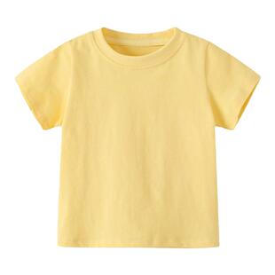 儿童短袖T恤夏季宝宝纯棉白小T白色纯色上衣打底衫中小童男童女童