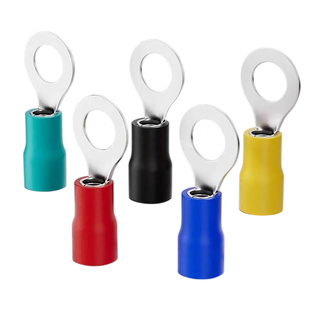 RV圆形预绝缘冷压接线端子铜鼻线鼻子O型线耳电线压接0.5-16平方