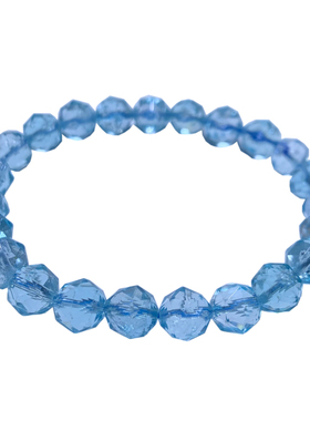 天然冰透托帕石切角手串饰品情侣