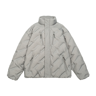 90鸭绒立领轻薄羽绒服男士2025冬季潮牌大码立体压花保暖羽绒外套