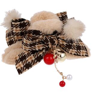 圣诞节头饰秋冬毛绒发夹女后脑勺盘发抓夹高级感鲨鱼夹子头饰发卡