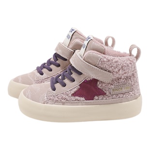 大黄蜂女童鞋冬季新款女宝宝鞋子二棉鞋宽头毛毛鞋加绒儿童运动鞋