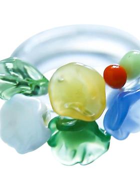 七隐琉璃手工戒指繁花