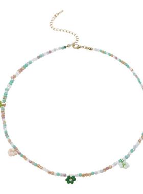 原创设计春日的小森系锁骨链