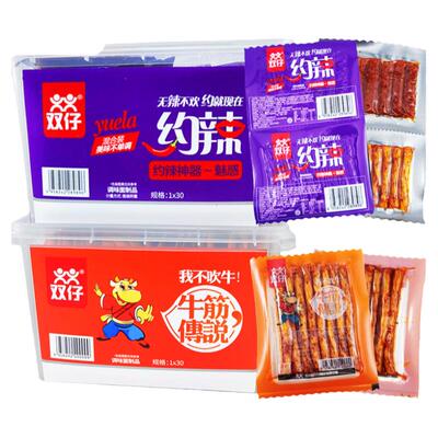 约辣辣条双仔牛筋传说湖南特产盒