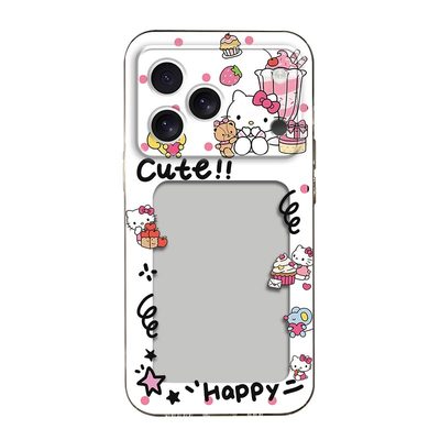 可爱KT猫相框可放照片适用于苹果17Pro手机壳iPhone17镜头全包17ProMax磨砂防摔软壳17Air保护套直边小卡新款