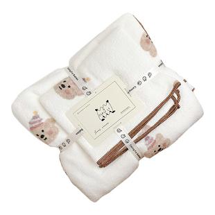 亲子款！软萌西高地狗狗珊瑚绒儿童毛巾浴巾套装成人加大速干套装