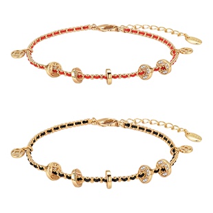 AJIDOU阿吉豆五帝钱币红绳手链女款财源滚滚铜钱手串珠本命年手绳