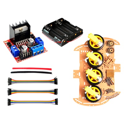 智能小车架双层底盘4WD循迹避障ArduinoUNO树莓派带L298N驱动模块