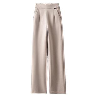 毛呢阔腿裤女士秋冬季2025新款宽松显瘦加绒加厚直筒裤高腰休闲裤