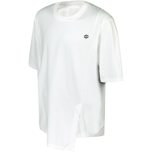 GuukaTech机能户外重磅60支纯棉短袖T恤女不规则运动上衣中长款男