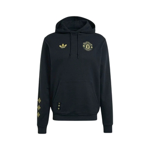 阿迪达斯曼联中国结新年款连帽套头衫2026春男足球卫衣 JM5565