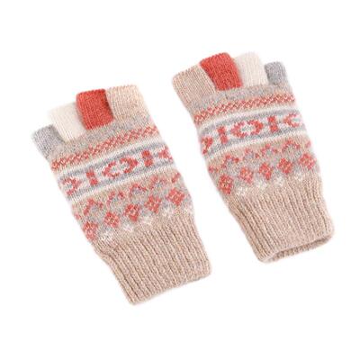 加绒学生写字办公羊毛半指手套